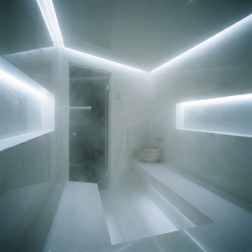 Warm glow sauna led lighting detail