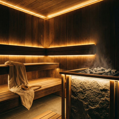 Sauna high temp lighting professional installation